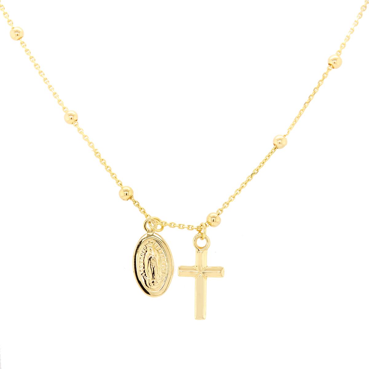 AllenCOCO 14K Gold Plated Virgin Mary Necklace Gold Cross Medal Pendant  Chain for Women Girls Amulet,Rose Gold - Walmart.com