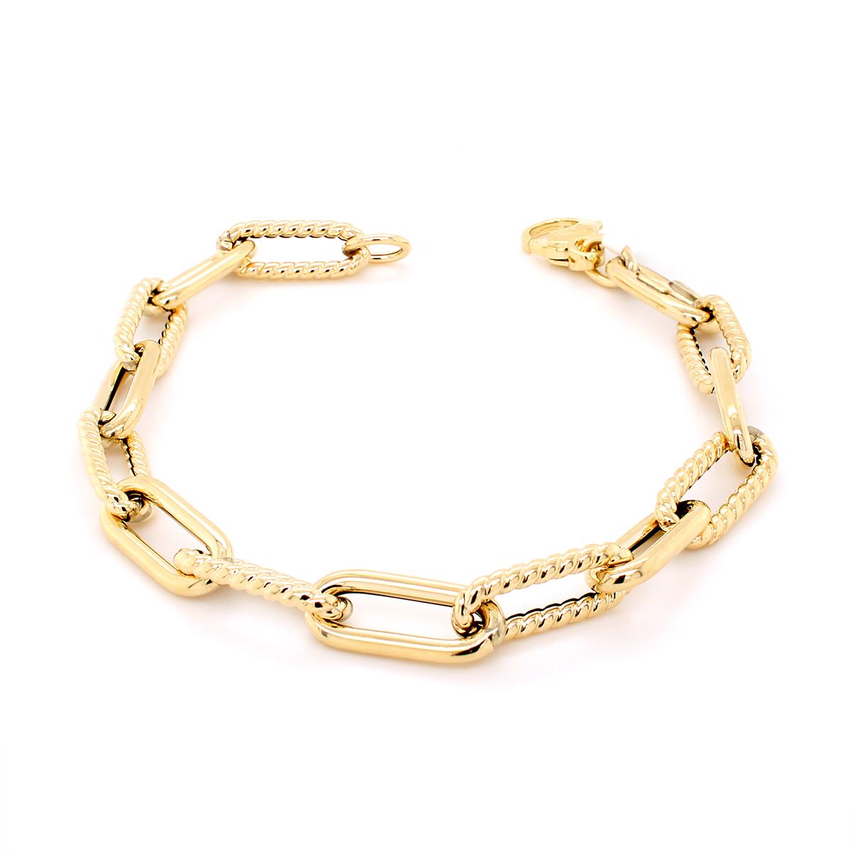 YELLOW GOLD PAPER CLIP STYLE BRACELET