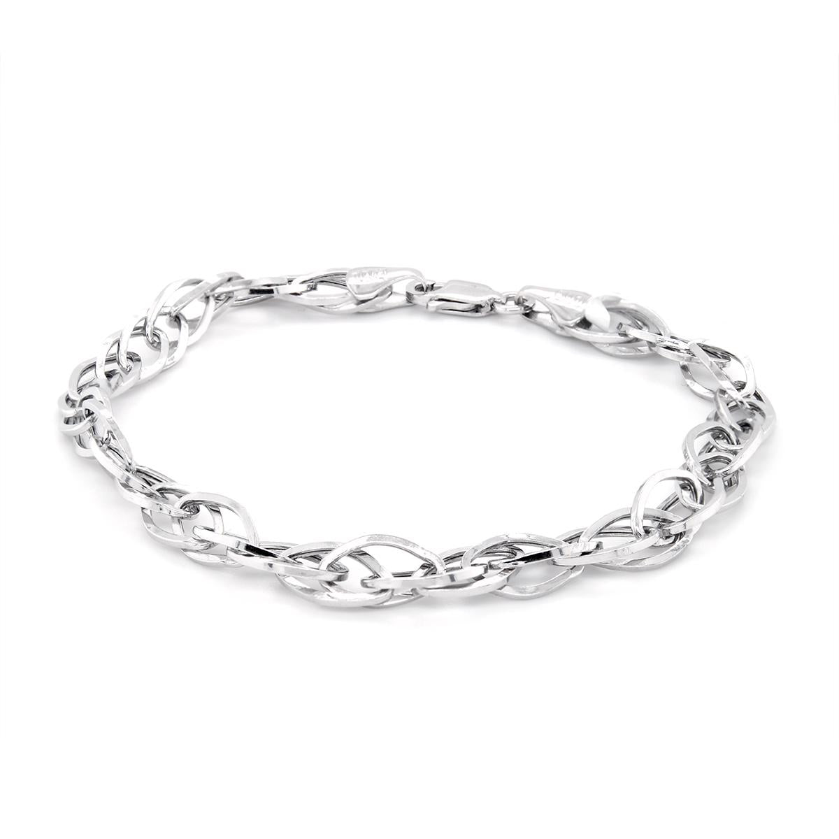 WHITE GOLD HOLLOW LINK FASHION BRACELET