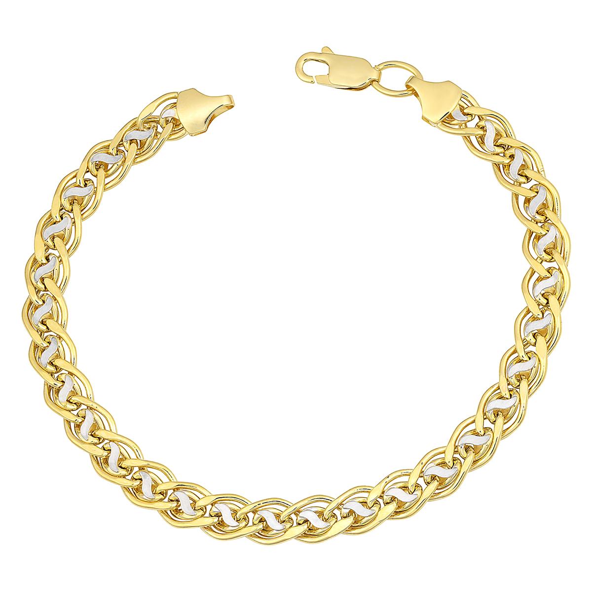 TWO-TONE GOLD DOUBLE OPEN LINK BRACELET