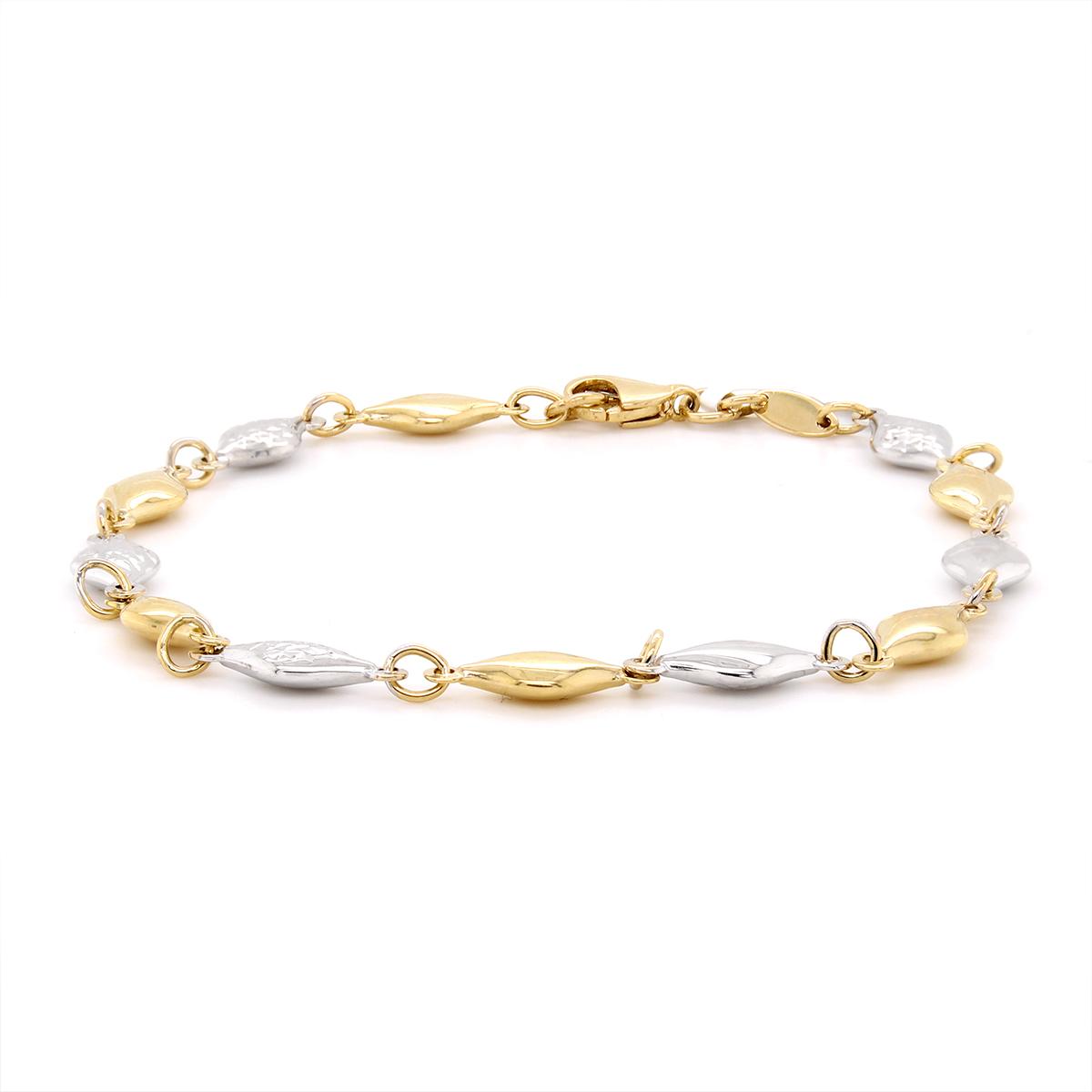 TWO-TONE FANCY LINK FASHION BRACELET, 7.5 INCHES