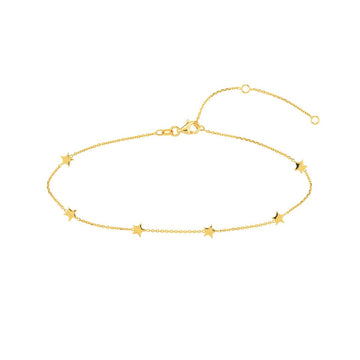 YELLOW GOLD ANKLET WITH MINI STARS