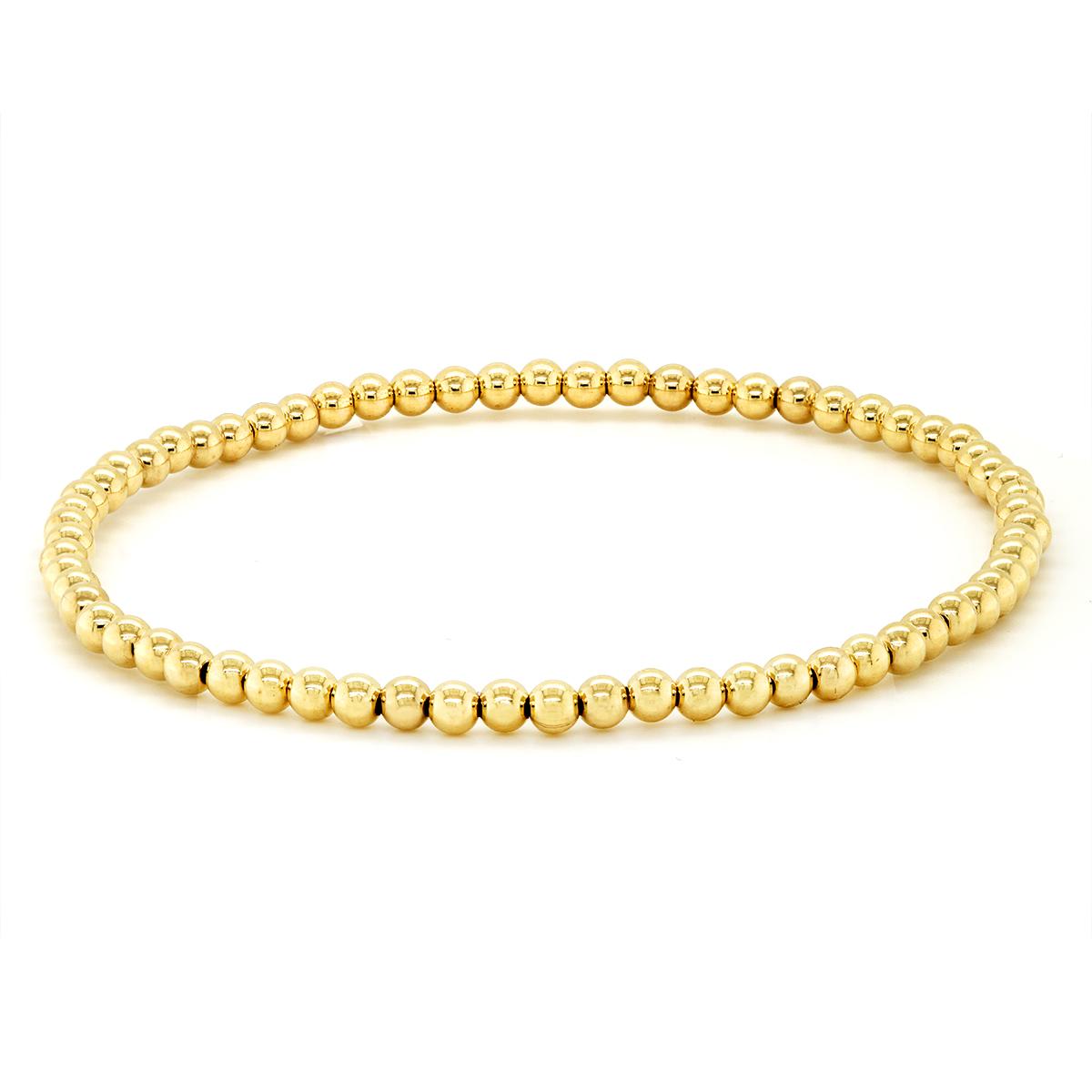 YELLOW GOLD 3MM BEADED BRACELET