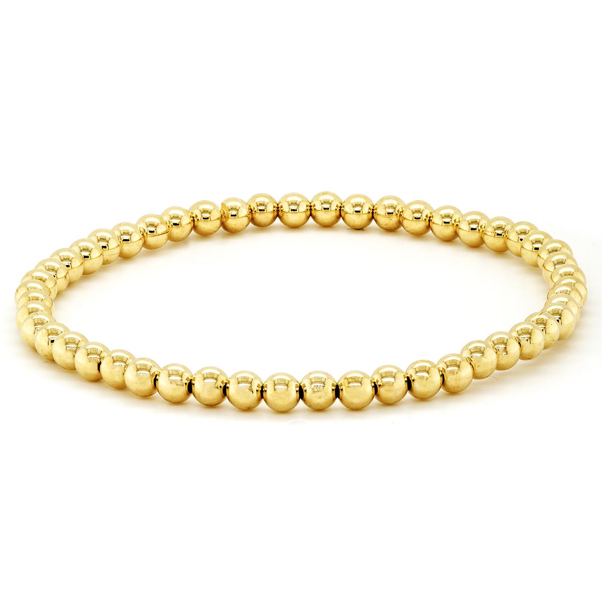 YELLOW GOLD 4MM BEADED BRACELET