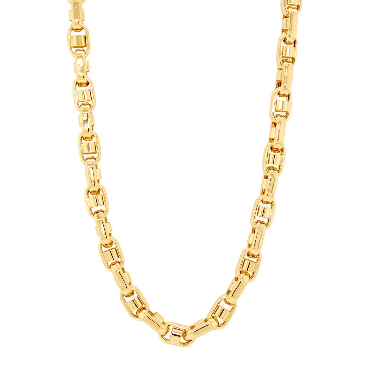 YELLOW GOLD FANCY BULLET LINK CHAIN NECKLACE