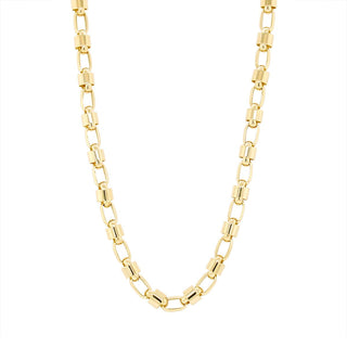 YELLOW GOLD BULLET LINK CHAIN NECKLACE, 26 INCHES