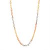 TRI-TONE GOLD NECKLACE WITH DOUBLE CABLE CHAIN STYLE LINKS, 24 INCHES