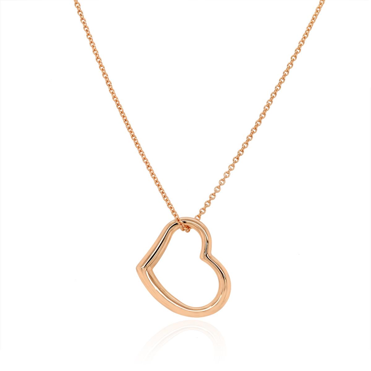 ROSE GOLD OPEN HEART STYLE PENDANT NECKLACE - Main Image