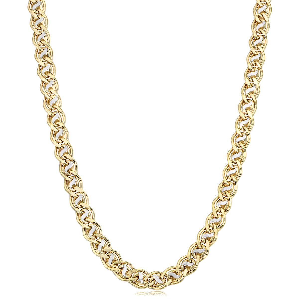 TWO-TONE GOLD DOUBLE OPEN LINK CHAIN NECKLACE