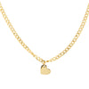YELLOW GOLD CHOKER NECKLACE WITH HEART CHARM