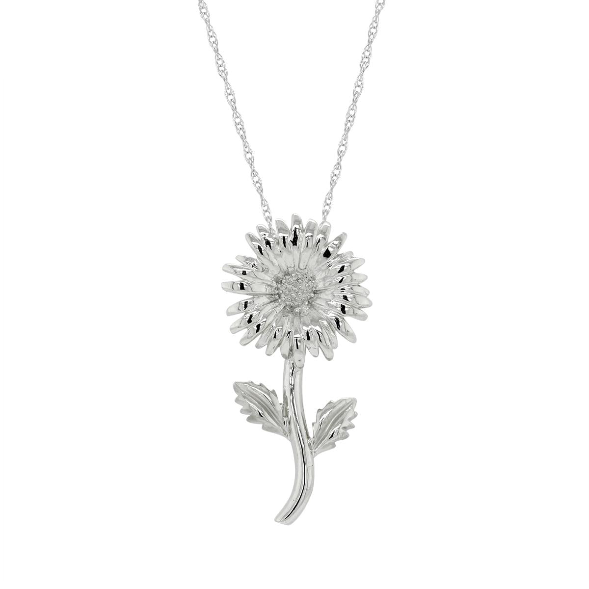 WHITE GOLD NECKLACE WITH DAISY PENDANT