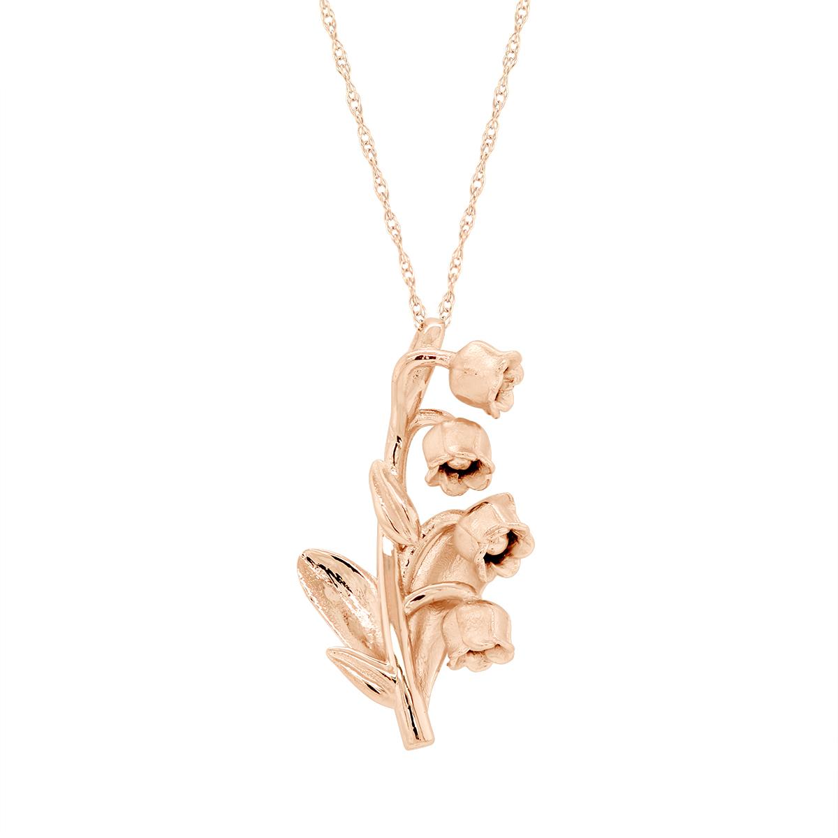 ROSE GOLD NECKLACE WITH LILY OF THE VALLEY PENDANT Howard's