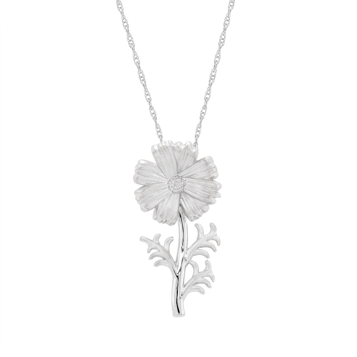 WHITE GOLD NECKLACE WITH COSMOS PENDANT