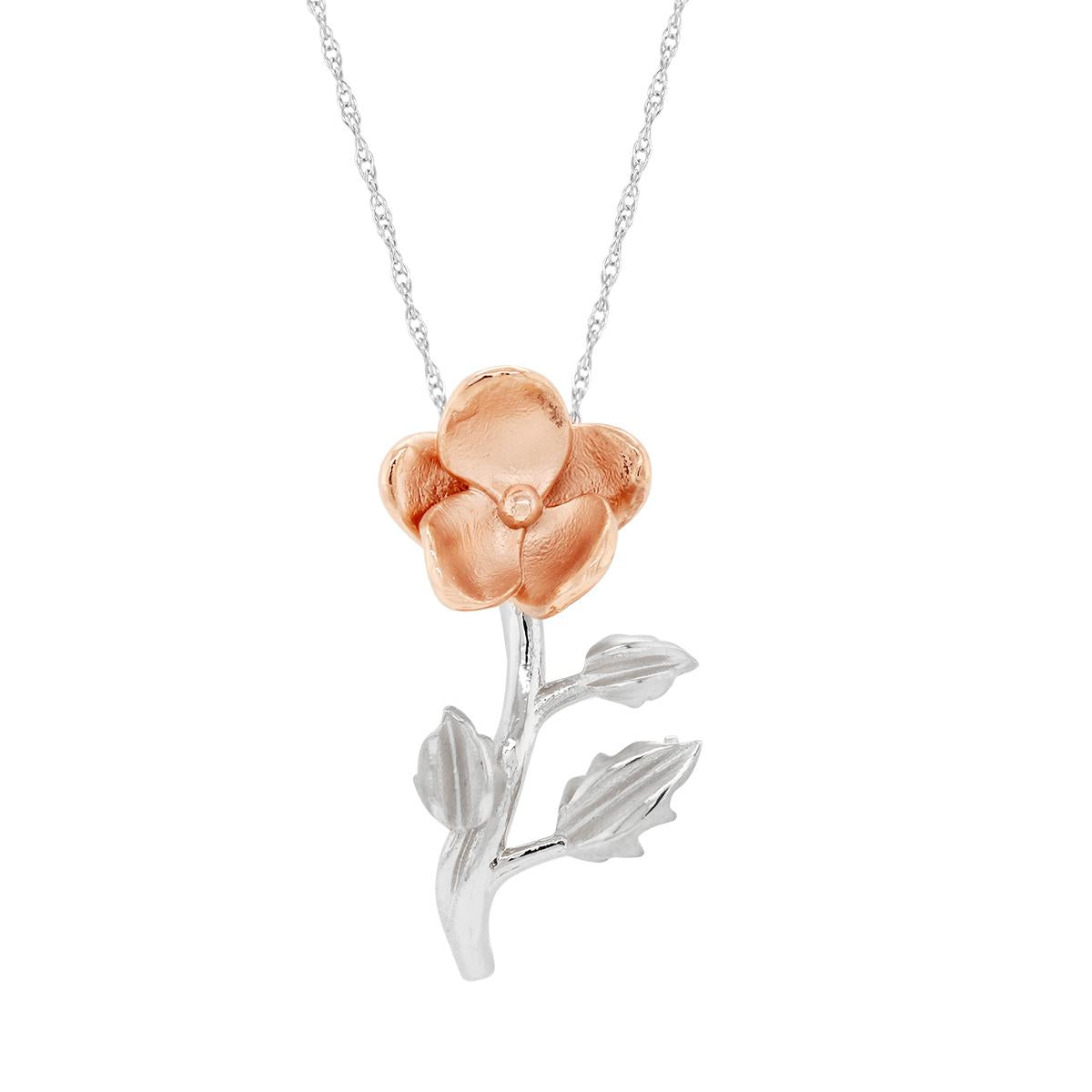 TWO-TONE GOLD VIOLET FLOWER PENDANT