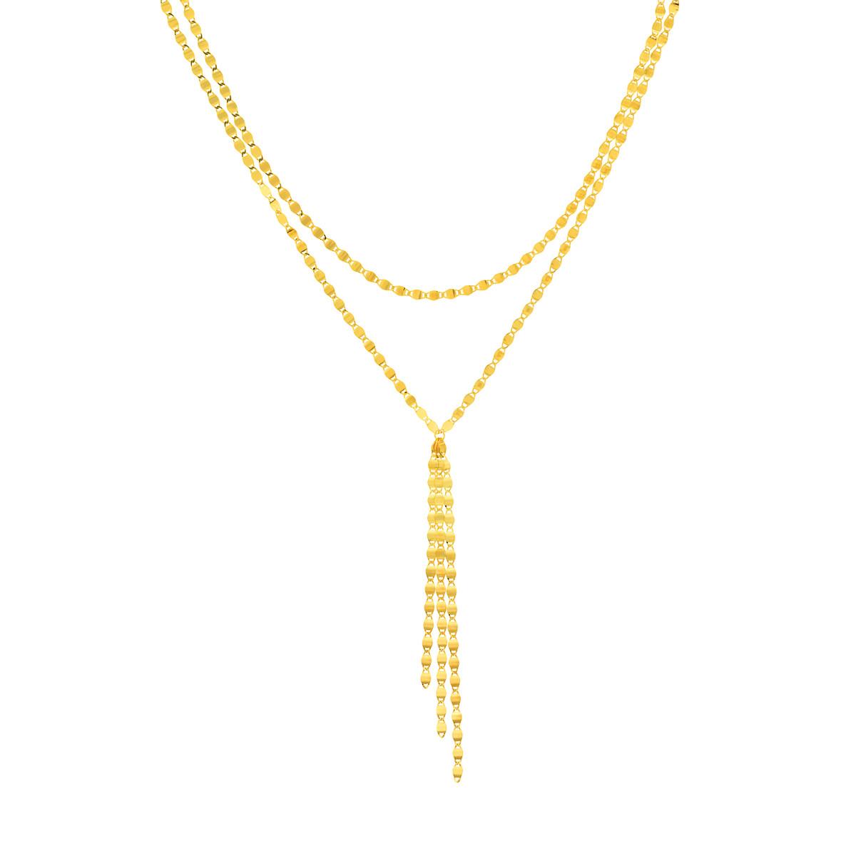 YELLOW GOLD DOUBLE STRAND VALENTINO NECKLACE