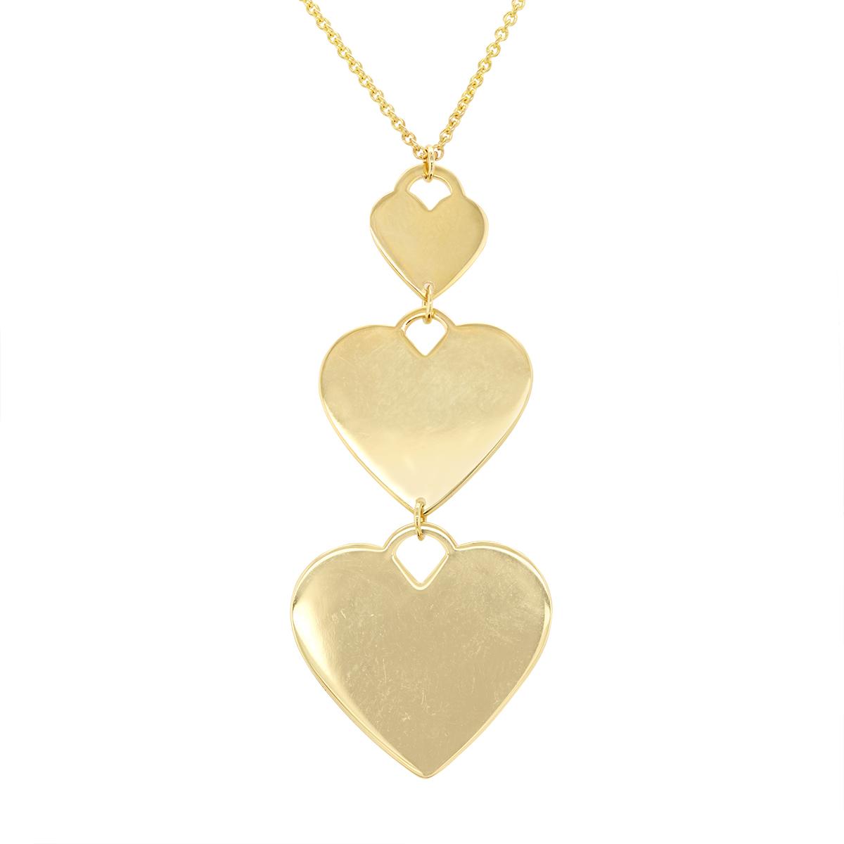 YELLOW GOLD TRIPLE HEART PENDANT