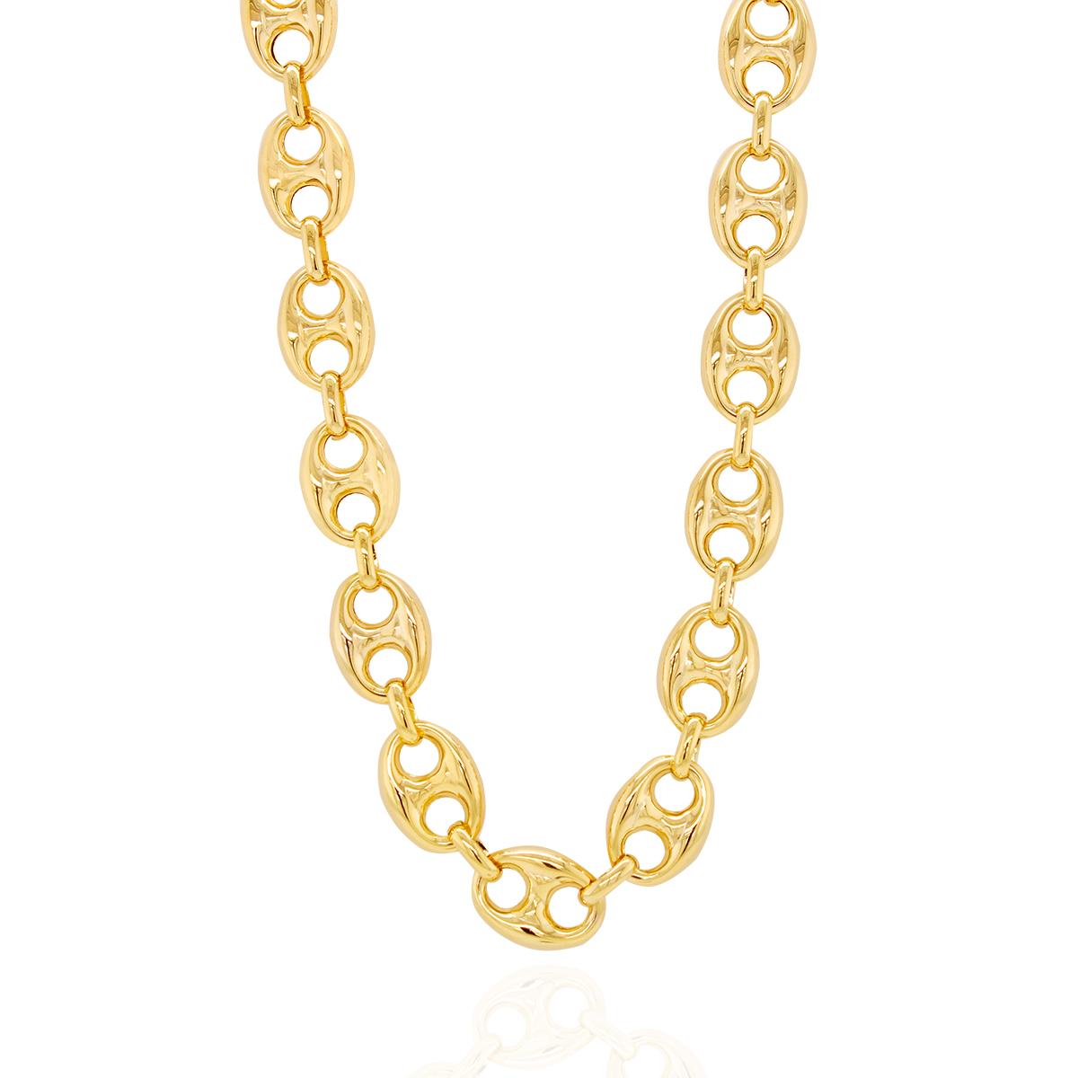 YELLOW GOLD PUFFED GUCCI CHAIN NECKLACE, 10MM