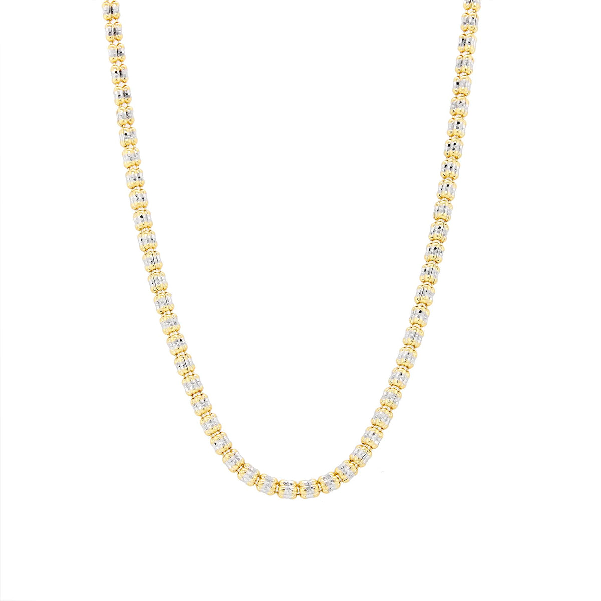 TWO-TONE GOLD ICED DIAMOND CUT SPARKLE NECKLACE, 2.74MM