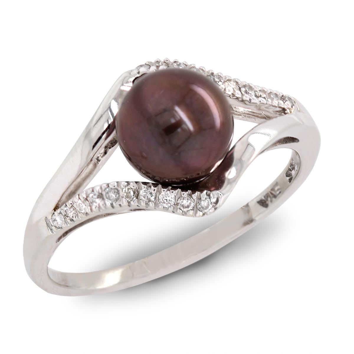 WHITE GOLD AND BLACK PEARL RING