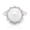 WHITE GOLD AND PEARL STATEMENT RING
