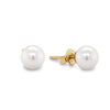 YELLOW GOLD STUD EARRINGS WITH 7.5MM PEARLS