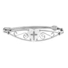 STERLING SILVER CHILDREN&#39;S BANGLE BRACELET WITH HEART AND CROSS