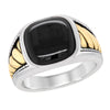 MEN&#39;S STERLING SILVER AND YELLOW GOLD FASHION RING WITH BLACK ONYX