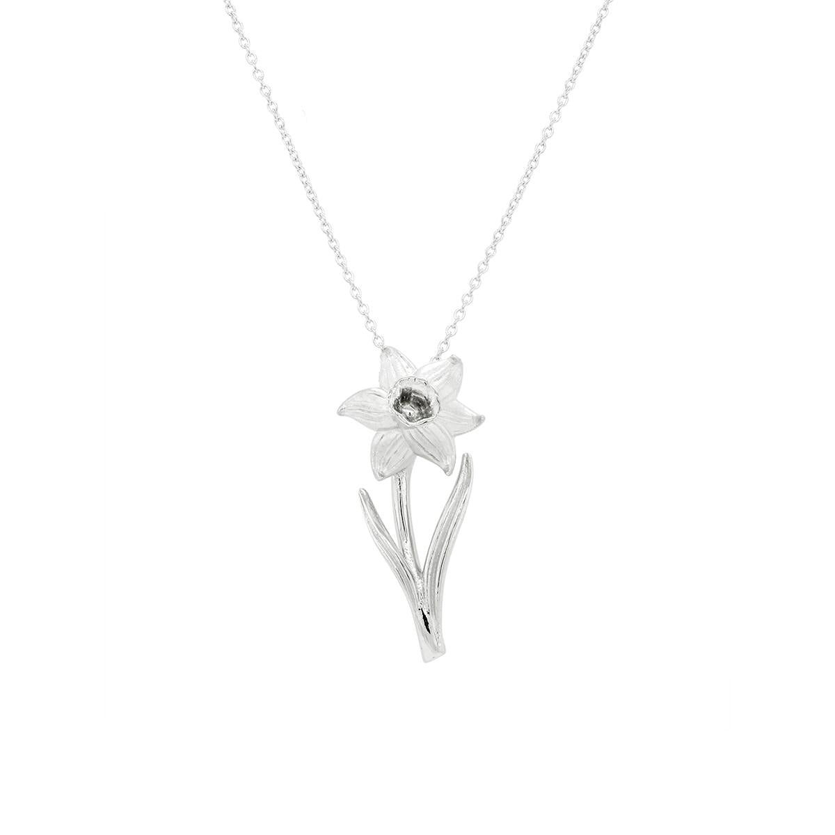 STERLING SILVER DAFFODIL PENDANT NECKLACE