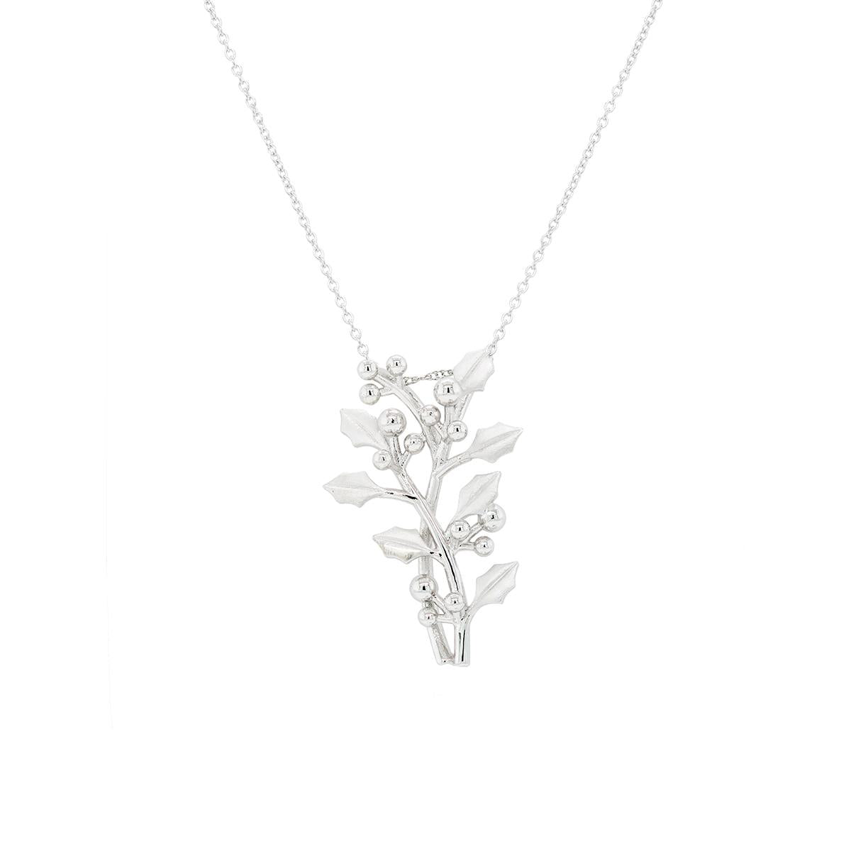 STERLING SILVER HOLLY PENDANT NECKLACE