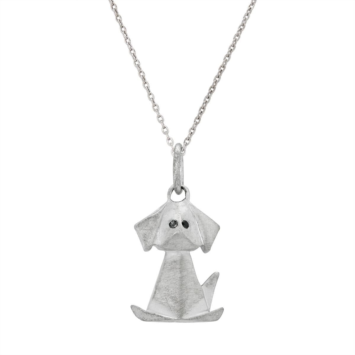 STERLING SILVER SMALL ORIGAMI DOG PENDANT