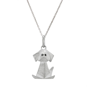 STERLING SILVER SMALL ORIGAMI DOG PENDANT
