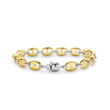 TWO-TONE GOLD PLATED STERLING SILVER PUFFED GUCCI LINK BRACELET
