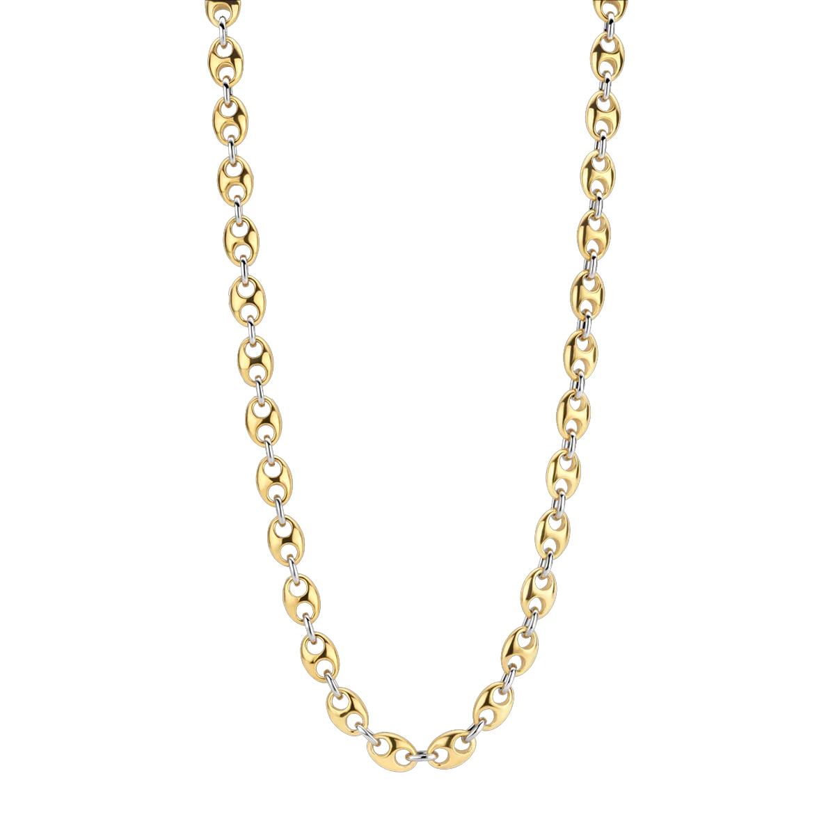 TWO-TONE GOLD PLATED STERLING SILVER PUFFED GUCCI-STYLE