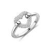 STERLING SILVER OPEN HEART RING WITH CUBIC ZIRCONIA