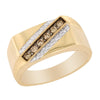 MEN&#39;S YELLOW GOLD FASHION RING WITH 3 ROWS OF DIAMONDS, 1/4 CT TW