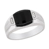 MODERN MEN&#39;S WHITE GOLD FASHION RING WITH BLACK ONYX AND DIAMONDS, .02 CT TW