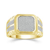 MEN&#39;S MODERN YELLOW GOLD FASHION RING WITH DIAMOND PAVE CENTER AND SHANK, .60 CT TW