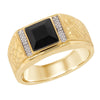 MEN&#39;S YELLOW GOLD FASHION RING WITH BLACK ONYX AND DIAMONDS, .007 CT TW