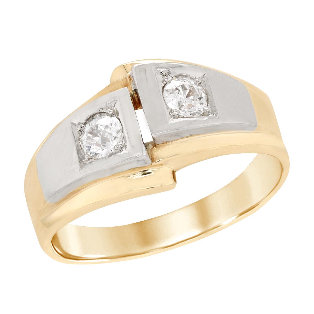 MEN&#39;S YELLOW GOLD FASHION RING WITH TWO DIAMONDS, 5/8 CT TW