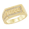 MEN&#39;S YELLOW GOLD NUGGET FASHION RING WITH DIAMONDS, .20 CT TW