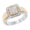 TWO-TONE GOLD ENGAGEMENT RING WITH CLUSTER LAB GROWN DIAMONDS, 3/4 CT TW