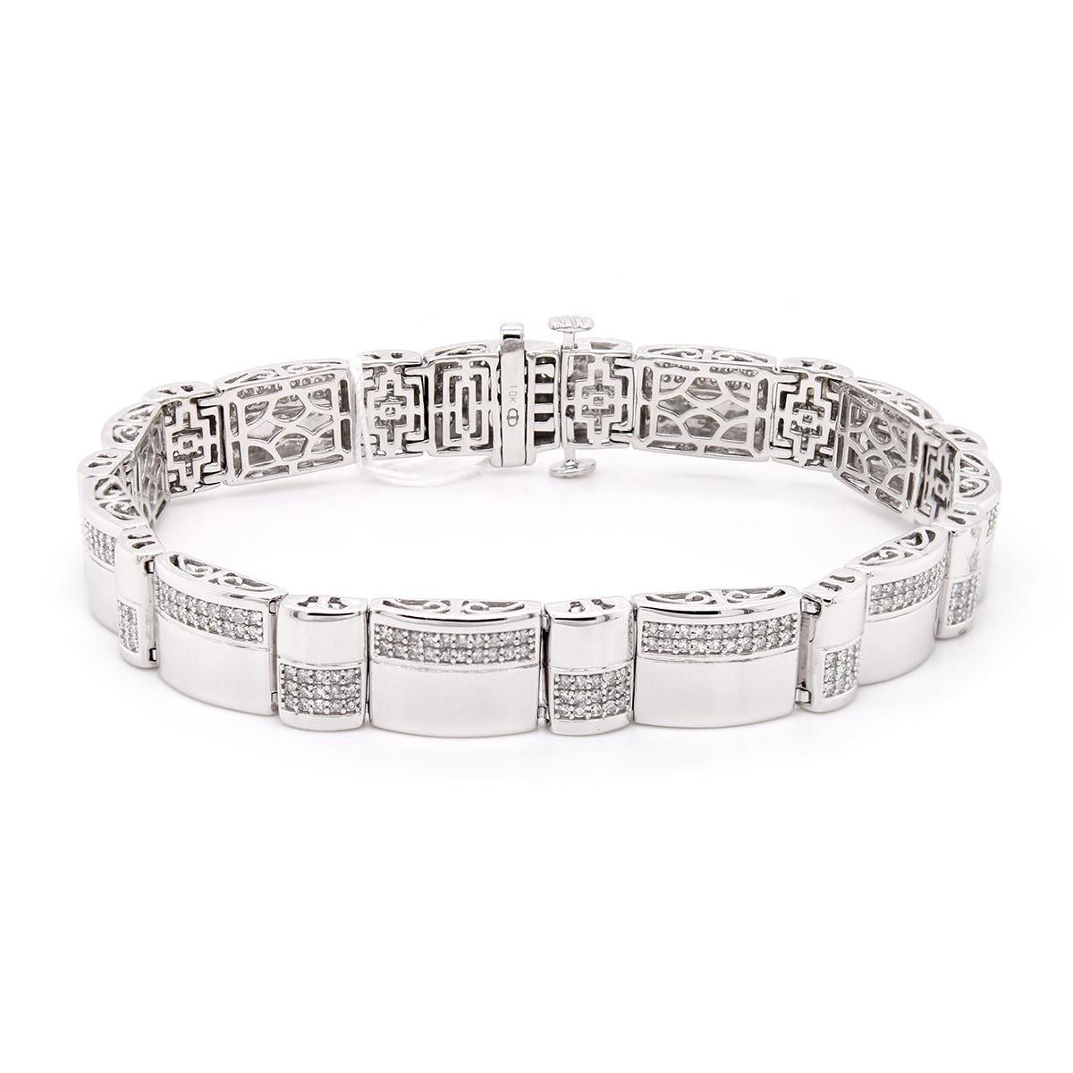 MEN&#39;S WHITE GOLD BRACELET WITH 385 DIAMONDS, 1 5/8 CT TW