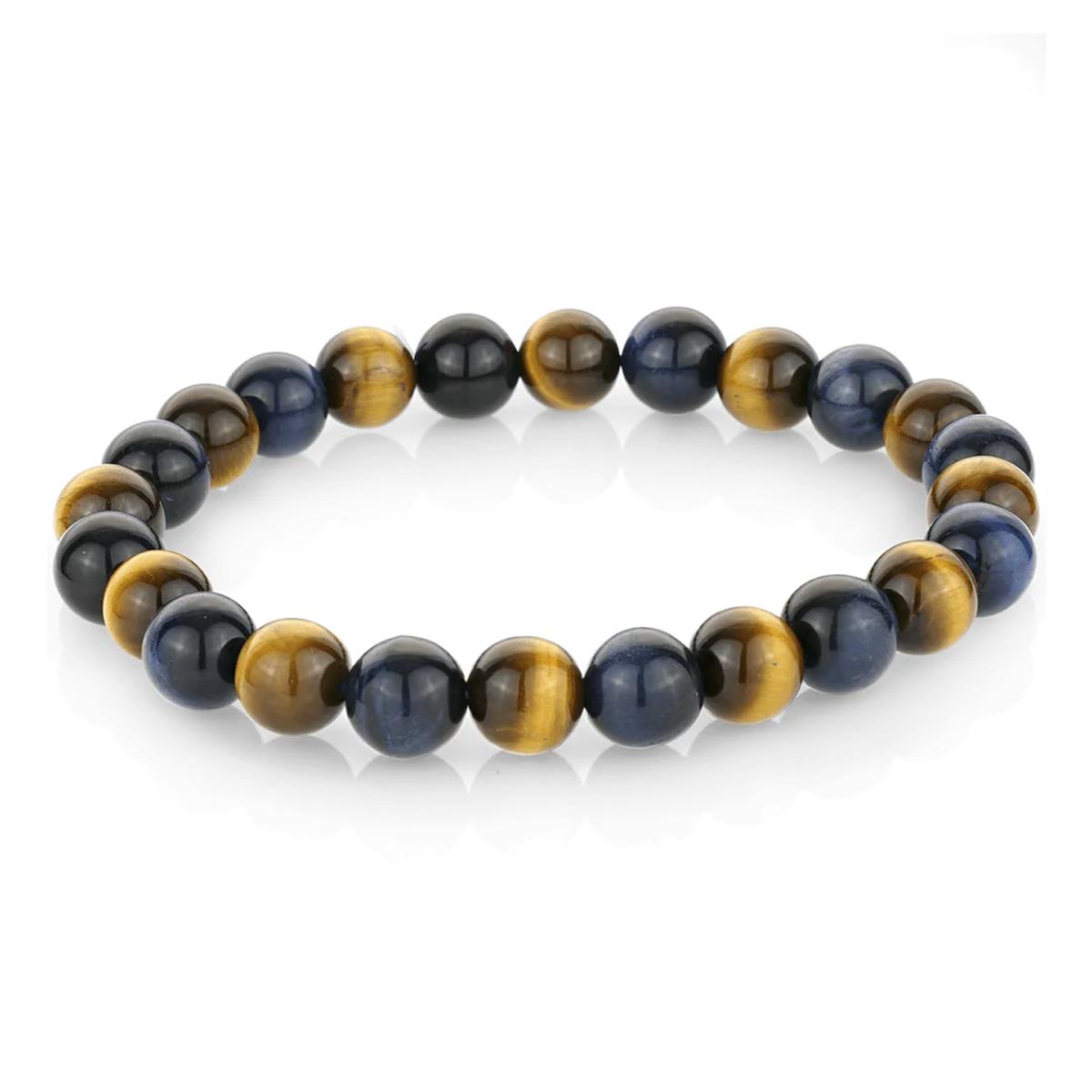 MEN&#39;S BLUE AND YELLOW TIGER EYE BRACELET