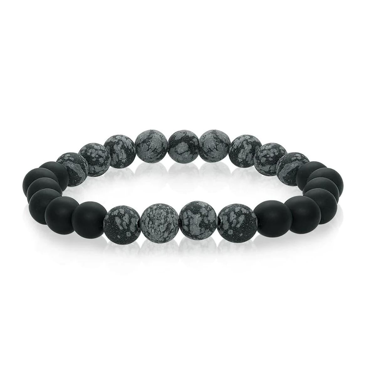 MEN&#39;S FASHION BRACELET WITH MARBLE AND BLACK ONYX GEMSTONE BEADS