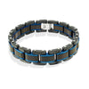 MEN&#39;S STAINLESS STEEL BRACELET WITH BLUE AND BLACK ION PLATING