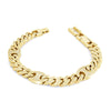 MEN&#39;S GOLD PLATED STAINLESS STEEL GUCCI LINK BRACELET WITH CUBIC ZIRCONIA