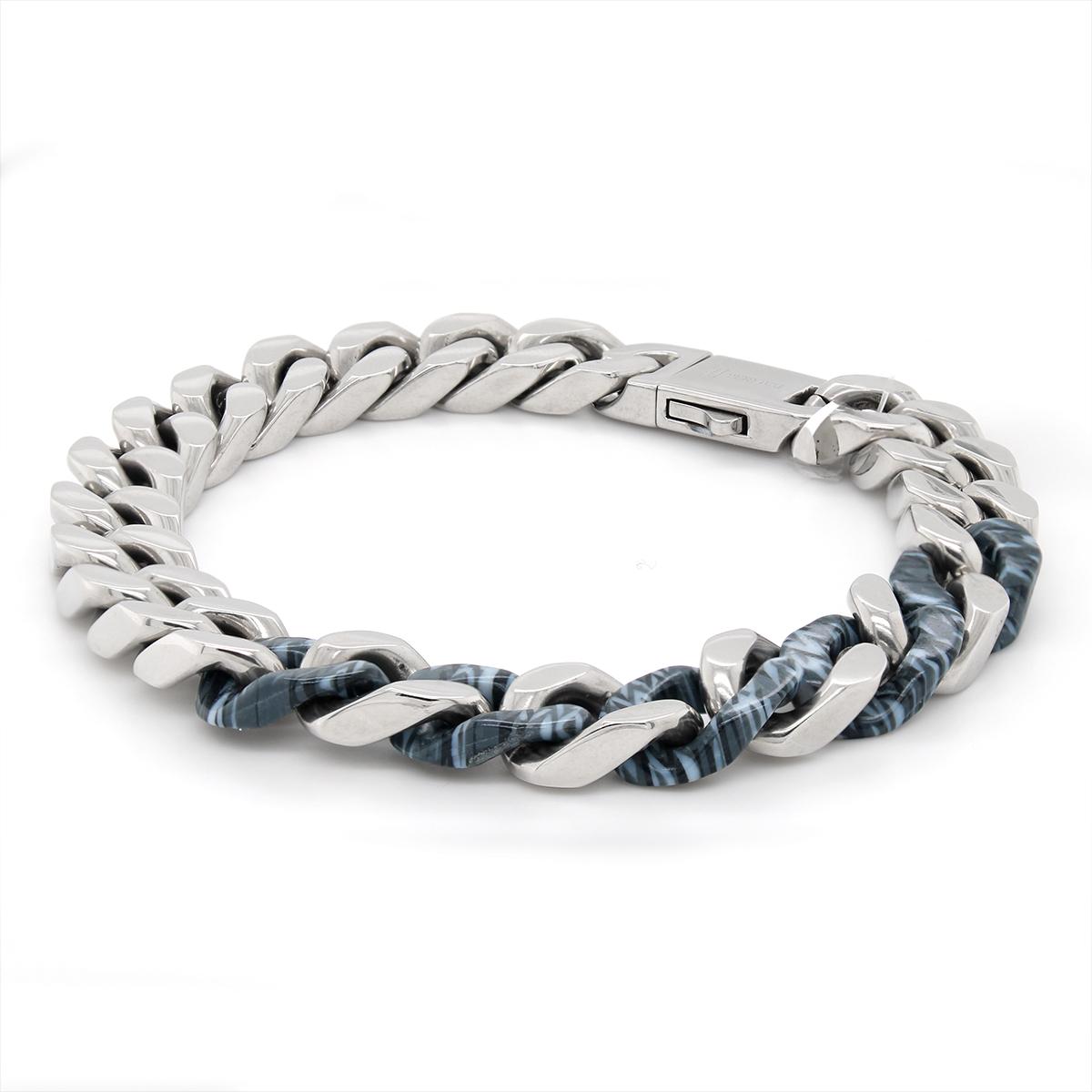 GENTS STAINLESS STEEL CURB BRACELET WITH ACETATE LINKS