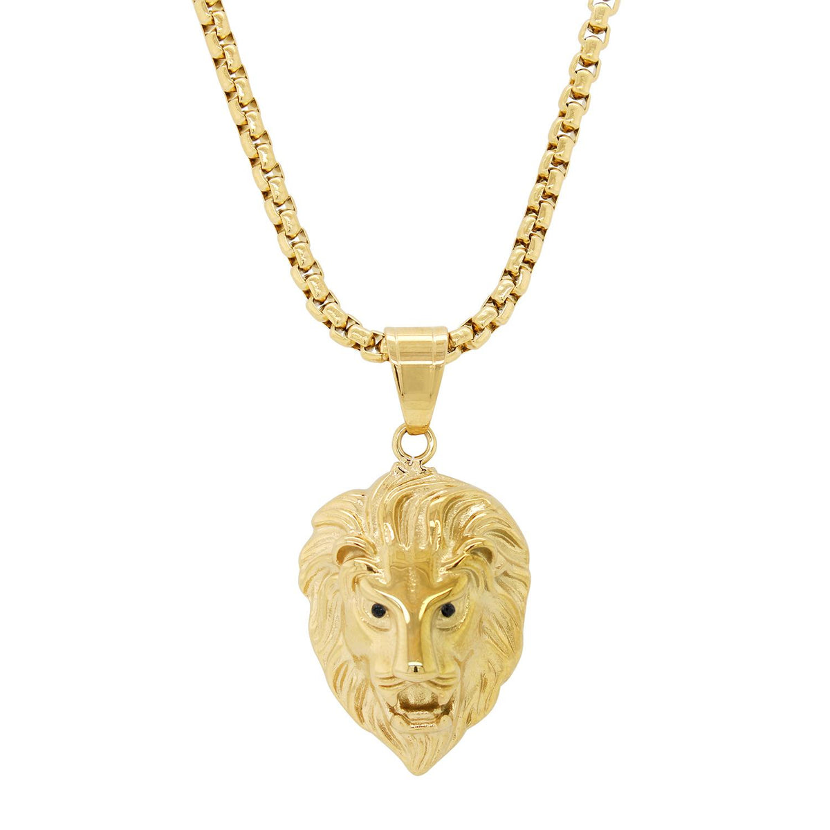 GOLD PLATED STEEL LION HEAD PENDANT AND CHAIN