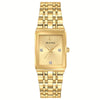 LADIES GOLD-TONE BULOVA WATCH WITH RECTANGLE GOLD DIAL