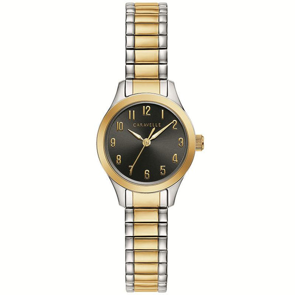 TWO TONE LADIES WATCH WITH BLACK DIAL - Howard